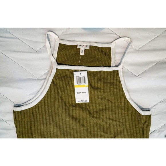 Self Esteem Ribbed Tank Top - Olive, Med - Picture 3 of 4
